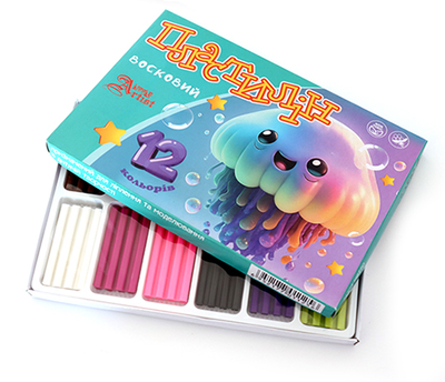 Пластилін Люкс із воском + стек, 12 кольорів, 240 г, картон Little Artist