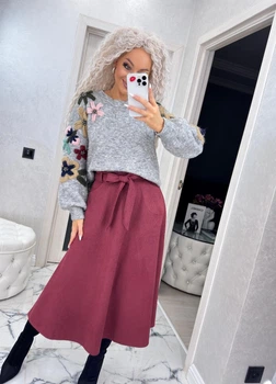 Fashions • замшева спідниця-міді Fashions 46-48 бордовий (4816-ши)