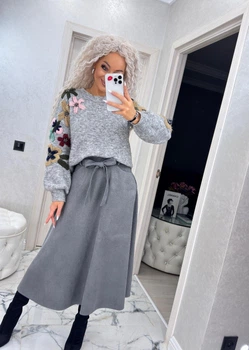 Fashions • замшева спідниця-міді Fashions 42-44 сірий (4816-ши)