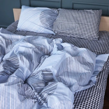 Комплект постельного белья MirSon евро 200x220 см 17-0748 Circles in Checks бязь (2200010847475)