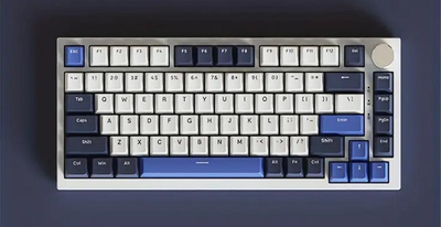 Клавиатура AJAZZ AK75 PRO White-Blue Игровая Беcпроводная Механичиская. 2.4G/Bluetooth/Кабель. Hot-Swap . Flying Fish Switch