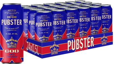 Упаковка пива Pubster світле фільтроване 5% 0.5 л х 24 шт (14820193034599_4820193034592)