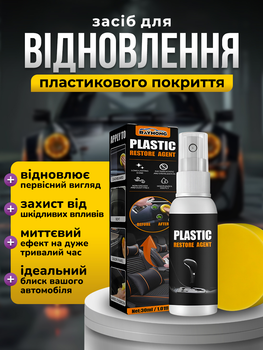 Засіб для відновлення пластикового покриття JoyPro Plastic Restore Agent Спрей відновник кольору пластику 30 мл + Губка в комплекті для полірування догляду за автомобільним салоном та інших деталей