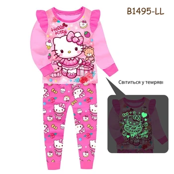 Дитяча піжама для дівчаток Хелло Китти | Hello Kitty | світиться у темряві | 9 роки зріст 128-134см | колір рожевий