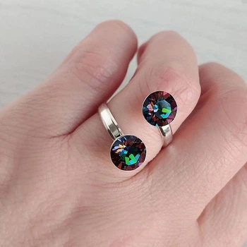 Кольцо Hand Made с оригинальными кристаллами Сваровски бриллиантовой огранки