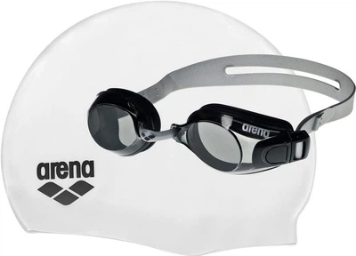 Комплект окуляри+шапочка Arena POOL SET 92422-055 Чорний, Білий (3468334661347)