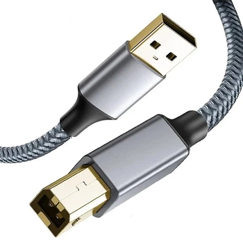 Кабель для принтера сканера в оплетке 3 метра USB 2.0 шнур для поключения к компьютеру и ноутбуку HP Canon