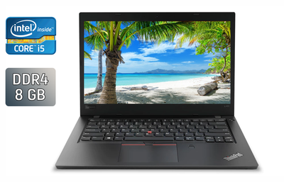 Ультрабук Б-класс Lenovo ThinkPad L480 / 14" (1366x768) TN / Intel Core i5-8250U (4 (8) ядра по 1.6 - 3.4 GHz) / 8 GB DDR4 / 240 GB SSD / Intel UHD Graphics 620 / WebCam / TouchID / Windows 10 б/у