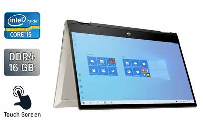 Ноутбук-трансформер HP Pavilion x360 14m-dw0023dx / 14" (1920x1080) IPS Touch / Intel Core i5-1035G1 (4 (8) ядра по 1.0 - 3.6 GHz) / 16 GB DDR4 / 512 GB SSD / Intel UHD Graphics / WebCam / TouchID / Windows 10 б/у