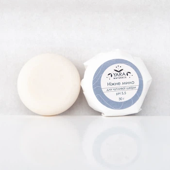 Натуральне мило ручної роботи з Карпат YARA NATURALS - НІЖНЕ мило для чутливої шкіри 30 г (паперове пакування)