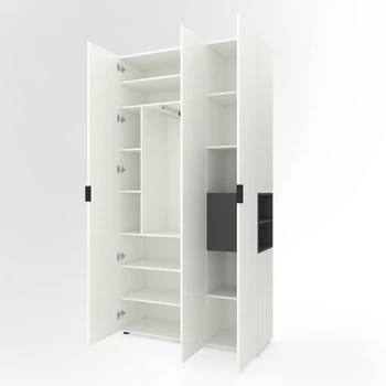 Шкаф Metkas Home A015R 1200x420x2300 ЛДСП Белый Снег - Антрацит