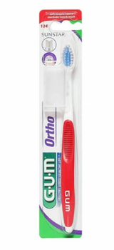 Зубная щетка GUM Ortho для ухода за зубами с брекетами, ретейнерами и др. ортодонтическими аппаратами красная