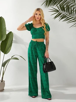 Жіночий літній прогулянковий костюм (топ+брюки) Uaclothes 42-44 Зелений (like32455-126591349)