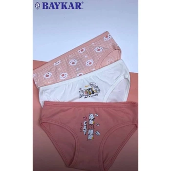 Комплект 3шт трусы слип для девочки хлопок Baykar р 4 134-140 см 7-8 лет арт 5360 Кошечки