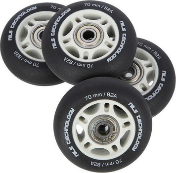 Набір Nils Extreme Колеса PU 70x24 82A Чорний матовий 4 шт. + Підшипники ABEC-9 8 шт.