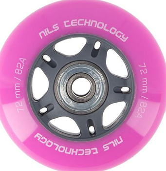 Набір Nils Extreme Колеса PU 72x24 82A Рожеві 4 шт + Підшипники ABEC-7 8 шт (5907695535891)