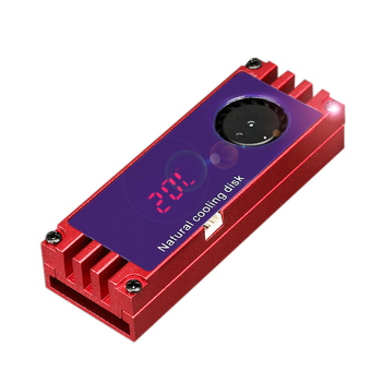 Охолоджуючий радіатор з кулером та дисплеєм температури для M2 2280 SSD NVMe червоний