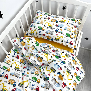 Дитяча постільна білизна для хлопчика в ліжко 160х80 см Oh My Kids «Машинки будівельні» жовтий