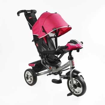 Велосипед Триколісний дитячий Best Trike з музичною bluetooth Панеллю і фарами пульт/батьківська ручка Рожевий