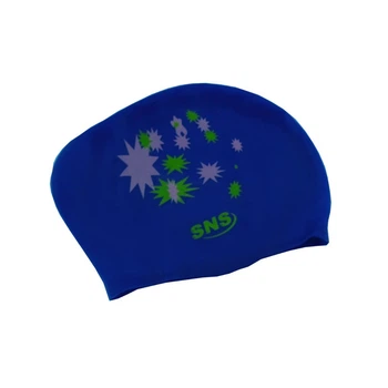 Силиконовая шапочка для плавания SNS Galaxy синяя защита от хлора для длинных волос стильный дизайн комфорт