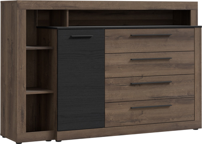 Комод Frisco BELLEVUE 1607х434х1073 Дуб болотный/Дуб черный 1д4ш (7332-BLQK351L)