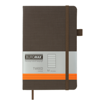 Книга записная Buromax Tweed 125х195мм 96 листов в линию обложка из искусственной кожи коричневый (BM.291263-09)