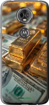Силиконовый чехол на Motorola Moto E5 Plus Слитки и доллары "6105u-1412-70447"