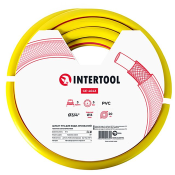 Шланг садовий 3 шаровий, 3/4", 20 м, армований, PVC INTERTOOL GE-4043