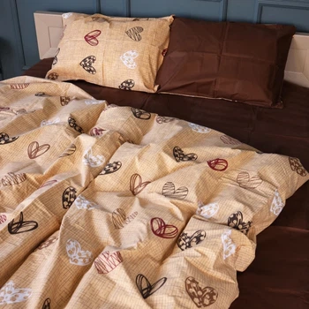 Комплект постельного белья Mirson King Size 220х240 см 17-0705 Toffee Hearts Бязь (2200010619737)