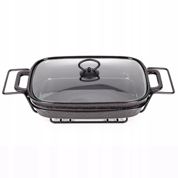 Мармит Kamille из керамики прямоугольный 43 см x 21,5 см x 11 см 2,5 л с подставкой (черный)