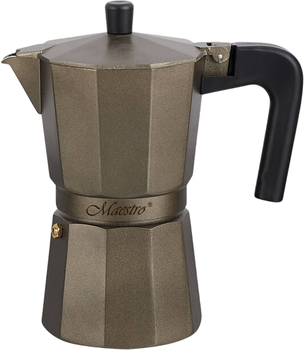 Гейзерна кавоварка Maestro Espresso Moka Алюмінієва Brown 450 мл (MR-1666-9-BROWN)