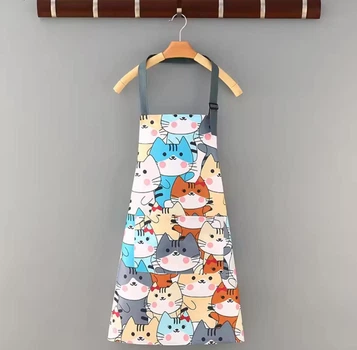 Водонепроницаемый кухонный фартук с принтом с котами Cats с регулируемой лямкой и карманом, разноцветный (104282286)
