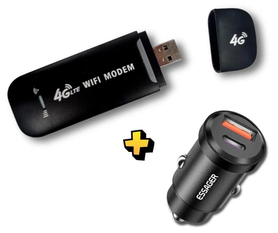 4g модем з WiFi роутером LTE мобільний вай фай роутер для сім-карти + адаптер USB Type C в прикурювач авто