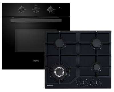 Духова шафа INTERLINE OFG 383 MRG BA AirFry + Варильна поверхня газова INTERLINE SGV 664 FGT BA (комплект)