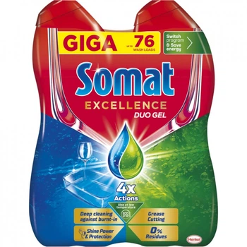 Гель для миття посуду в посудомийці Somat Exellence Duo Gel Антижир 684 мл + 684 мл (9000101819199) (248160)