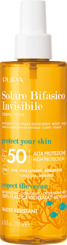 Сонцезахисний спрей для обличчя та тіла Pupa Multifunction Invisible SPF 50 двофазний 200 мл (8011607359653)