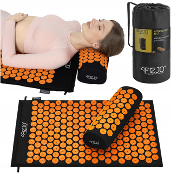 Килимок акупунктурний з валиком 4FIZJO Classic Mat Аплікатор Кузнєцова Black/Orange (P-5907222931752)