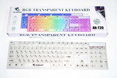 Дротова клавіатура з підсвіткою Yelandar AN-T20 мембранна з підсвіткою RGB White