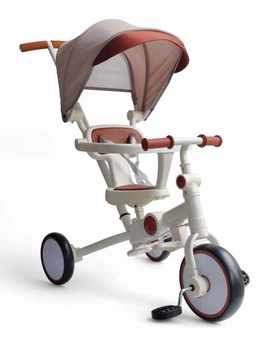 Велосипед-біговел 3в1 з батьківською ручкою та піддашком Royal Leather Trike 105-2 трьохколісний із максимальним навантаженням до 60 кг із 2 режимами коліс Білий