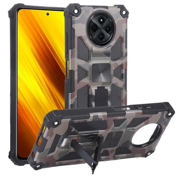 Чехол Military Shield для Xiaomi Redmi 14C бампер противоударный с подставкой Khaki