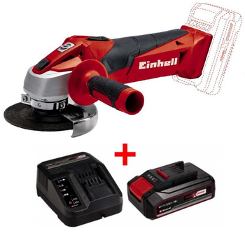 Угловая шлифмашина Einhell TE-AG 18/115 Li Solo : + аккум Li-ion 18 В + , 8500 об/мин, диаметр диска: 115 мм