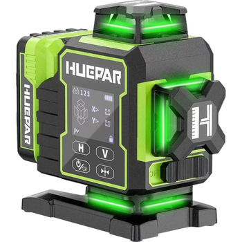 Лазерный нивелир Huepar W04CG : диапазон с приемником 40 м, зеленый лазер (491010)