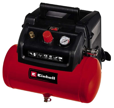 Мощный воздушный компрессор Einhell TC-AC 190/6/8 OF : 1.2кВт, 8 бар,объем бака 6 л, 190 л/мин (4020655)