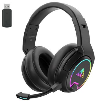 Ігрові бездротові навушники Songsen S4 PRO з мікрофоном | Bluetooth 5.4 + 2.4G + AUX | Обʼємний 7.1 звук | ANC + ENC шумозаглушення | Для ПК, PS4, PS5, Xbox, телефону | Чорні