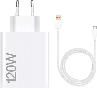 Турбо зарядний Xiaomi 120W Fast Charge Комплект адаптер + кабель 6A USB-A Turbo зарядка. Мережевий зарядний Xiaomi HyperCharge 120W Type-A EU