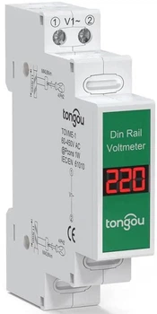 Однофазний вольтметр цифрофий на DIN рейку TONGOU TOVME-1R 60-450V AC50/60Hz