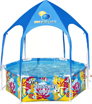 Басейн каркасний для дітей Bestway з дахом Steel Pro UV Careful 183 x 51 см (6941607309568)
