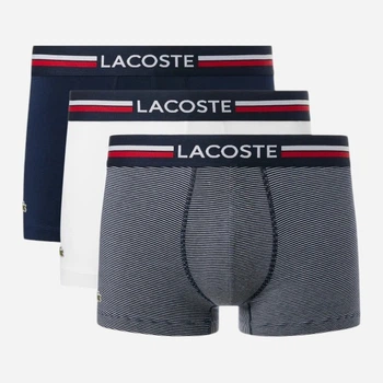 Набір трусів боксерів чоловічих бавовняних Lacoste 5H2382-525 M 3 шт Navy Blue/White (3617074010094)