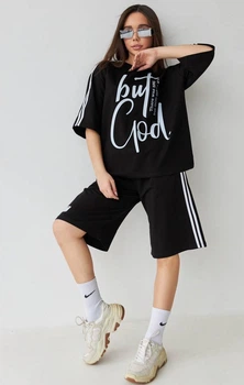 Костюм підлітковий літній костюм 146 см Чорний Kristy Style