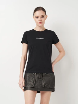 Футболка хлопковая женская Calvin Klein Jeans 11456.1 S Черная с вышивкой (smt2000000029245)